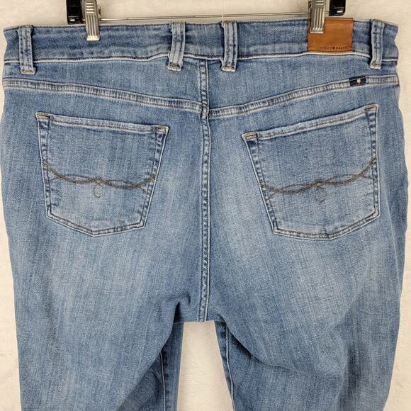 Lucky Brand Jeans 20W Emma Crop White Embroidery Hem Straight Leg Stretch Denim - Picture 8 of 13